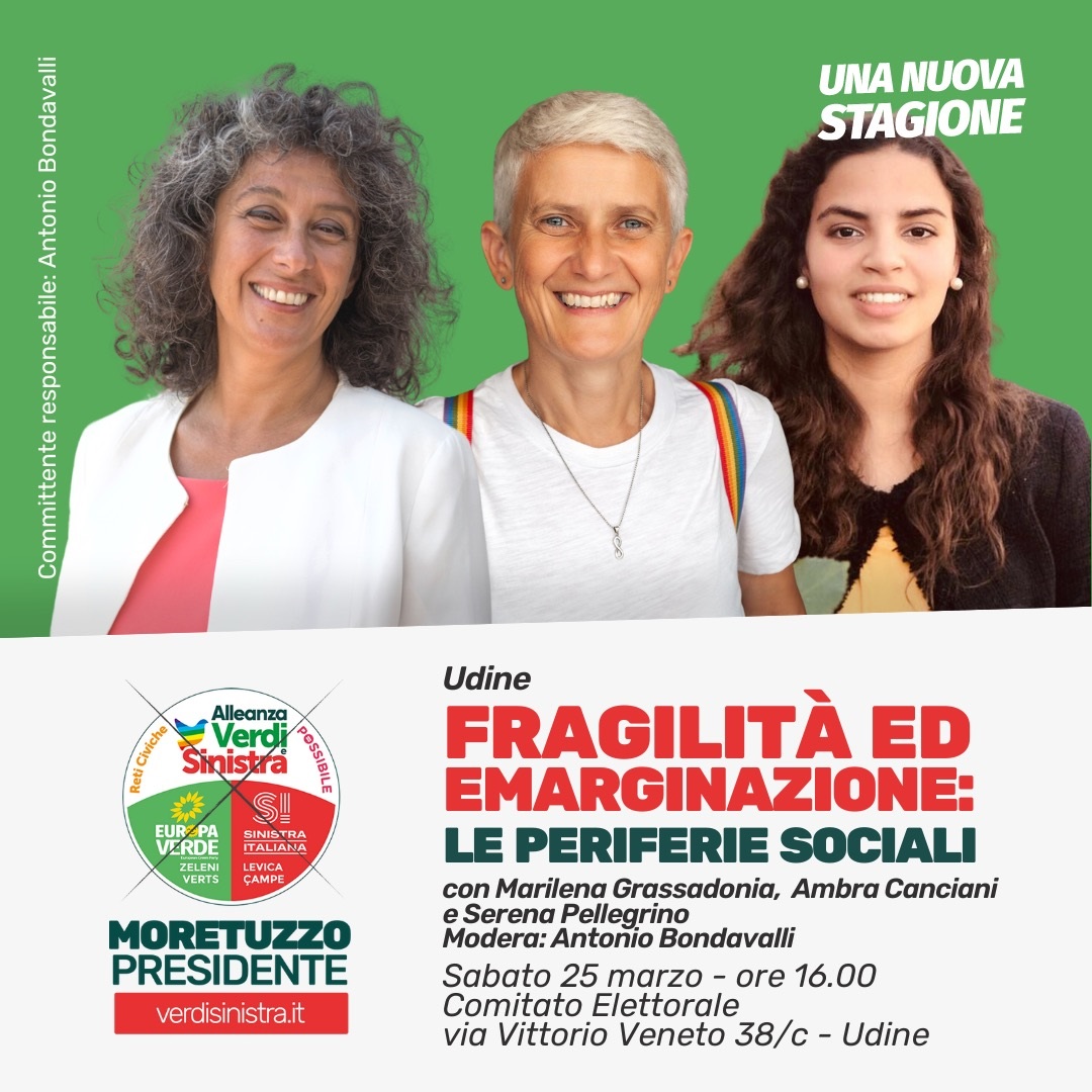 “Fragilità ed emarginazione: le periferie sociali” - Ddibattito a Udine il 25 marzo